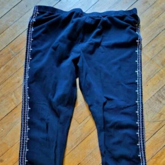 JW Los Angeles Johnny Was BLK Embroidered Leggings Size XL Hummingbird & Flowers - Picture 3 of 5